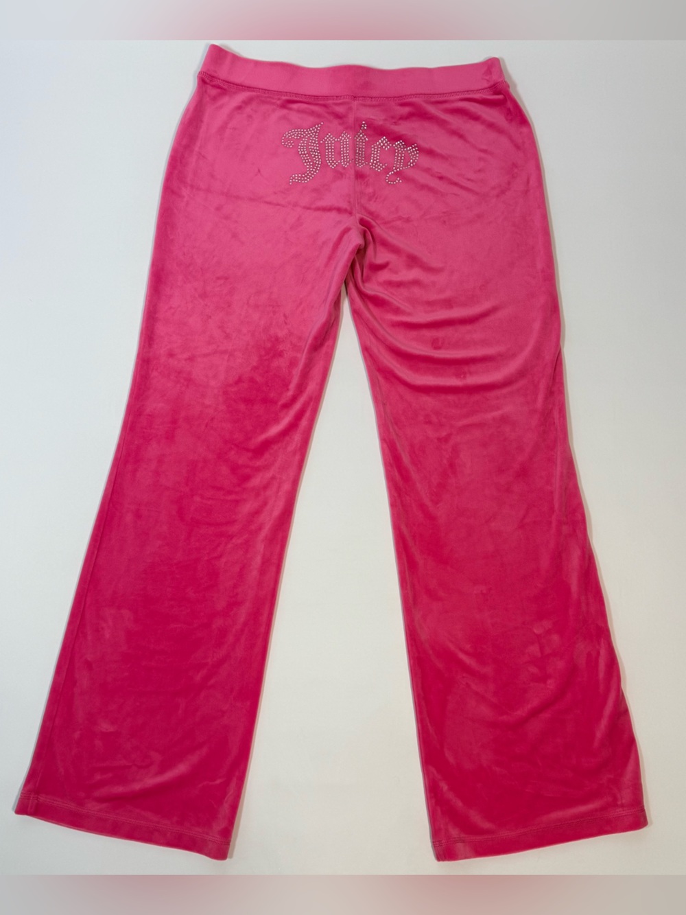 Juicy Couture Hot Pink Velour Track Pants with Rhinestone Logo Size M